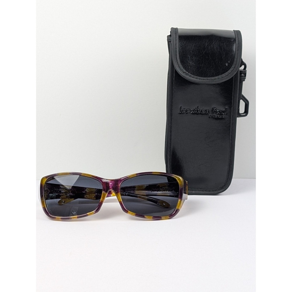 Jonathan Paul Fitovers Sunglasses Kiara Purple Yellow Tortoise Polarized Case